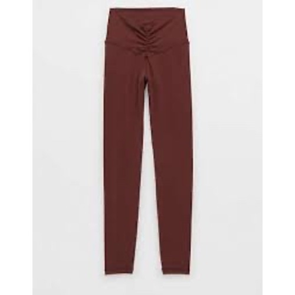 Aerie OFFLINE Hi Rise Ruching Leggings Brown Size Large‎ Nwt Workout Active gym
